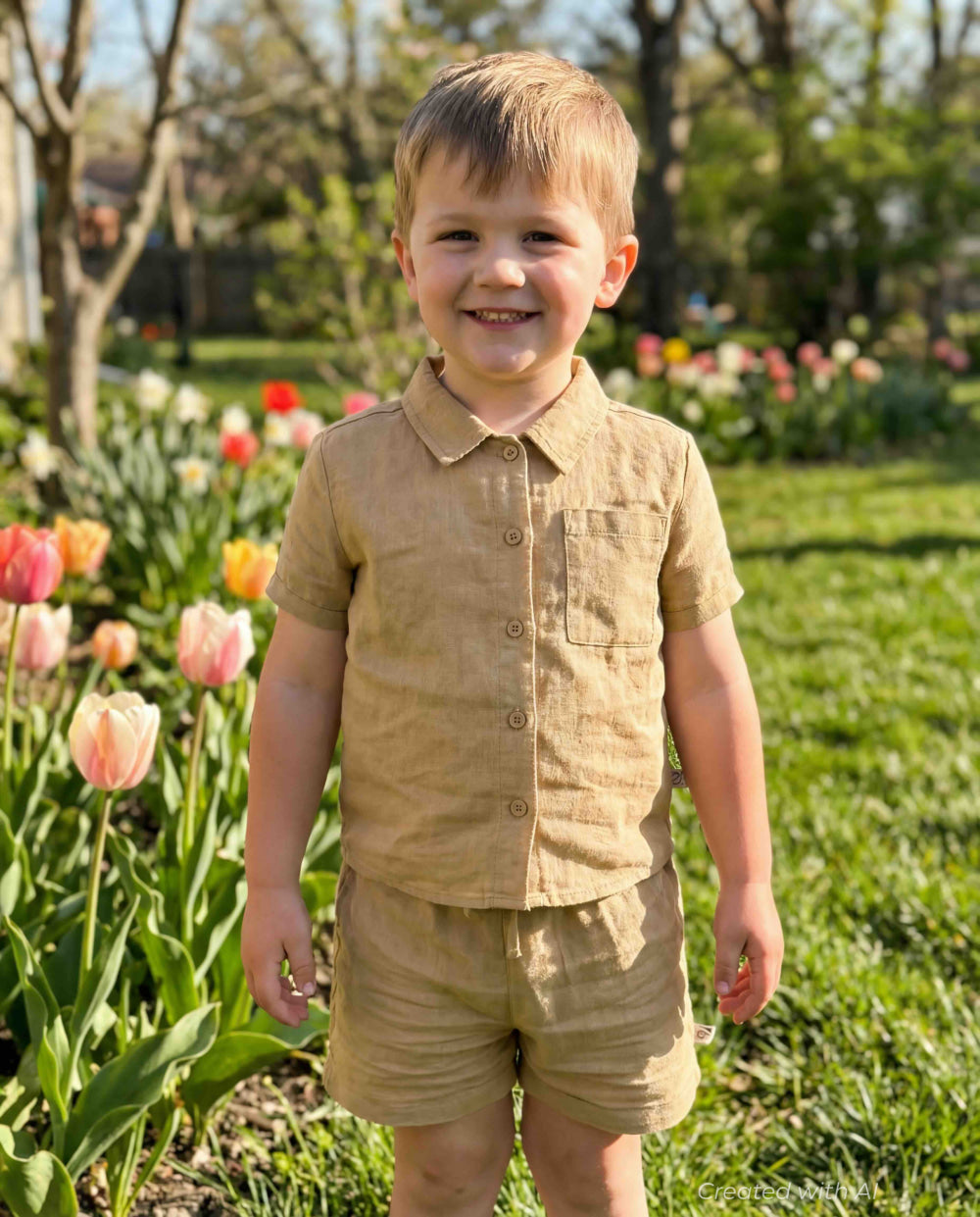 Tatum Set - Sand - Button Down Shirt