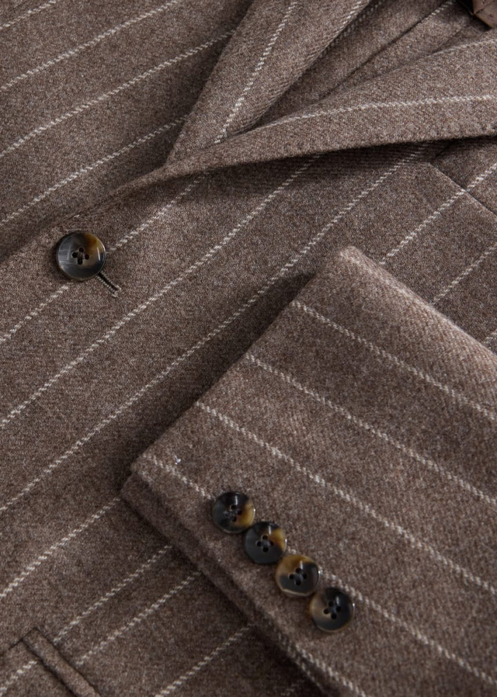 Taupe Chalk Stripe Jacket - Mink - 40 - Blazer