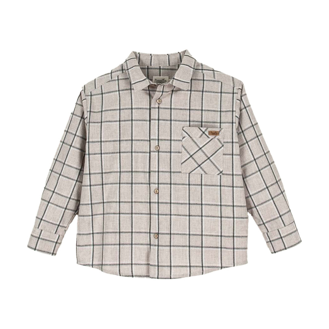 Taupe Plaid Shirt with Pockets