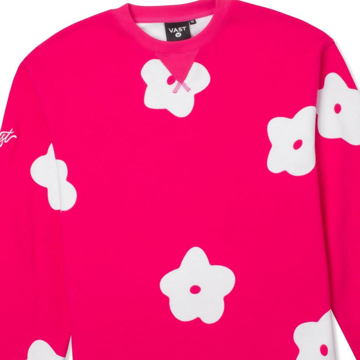Flower Patch Crewneck Sweatshirt - Fuchsia