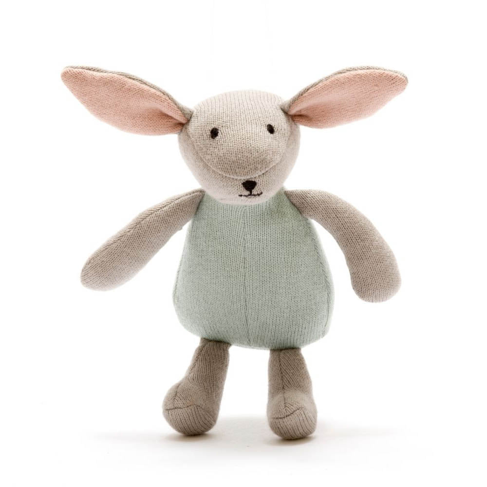 Organic Cotton Knitted Bunny Soft Toy in Teal