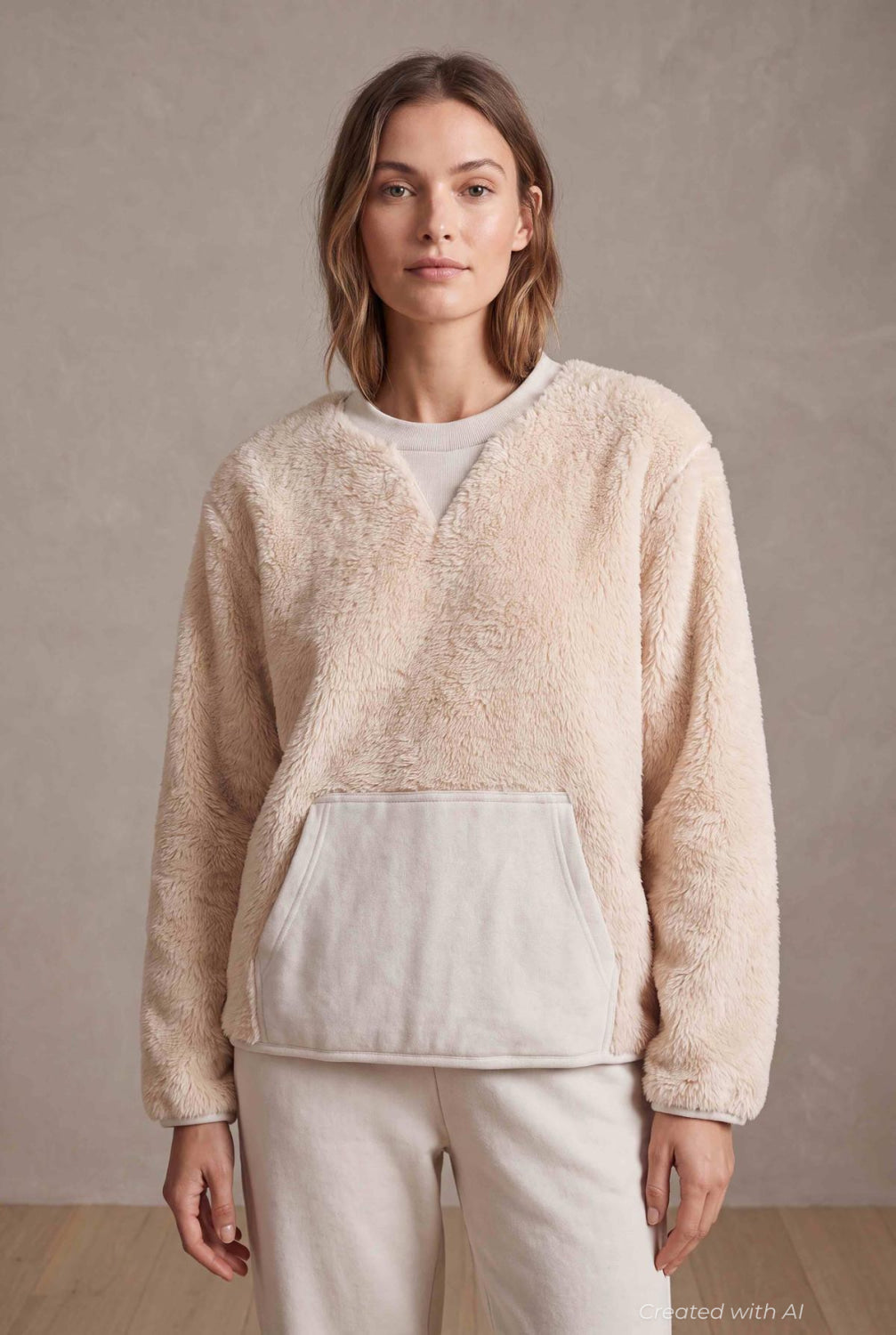 Teddy Fleece Pullover - Ivory - Pullover