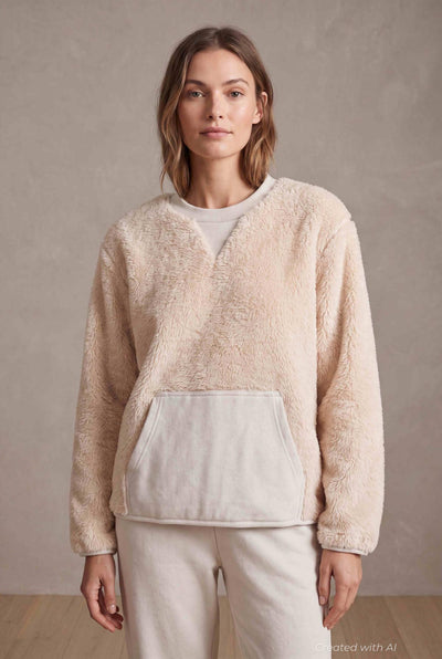 Teddy Fleece Pullover - Ivory - Pullover