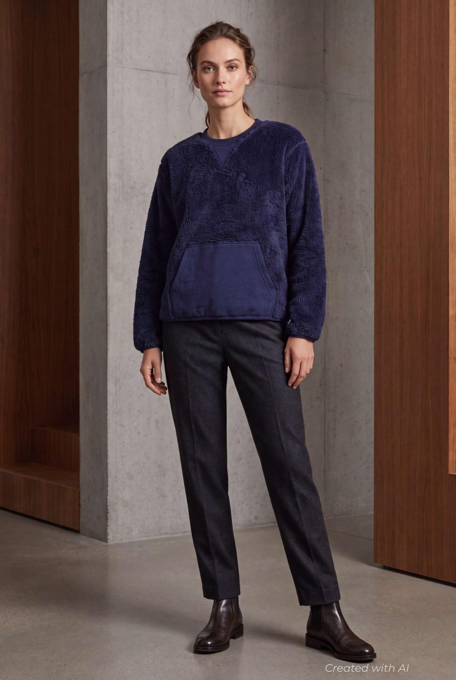 Teddy Fleece Pullover - Navy - Pullover
