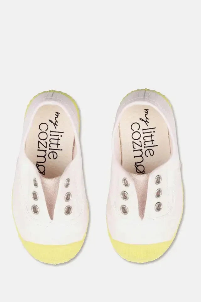 Slip-on vegan baby shoelace sneakers - Pink yellow