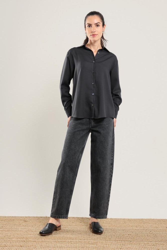 Tencel Button Up - Black - Button Down Shirt