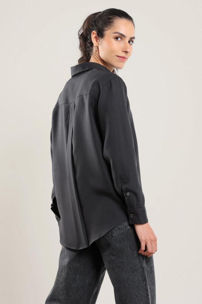 Tencel Button Up - Black - Button Down Shirt