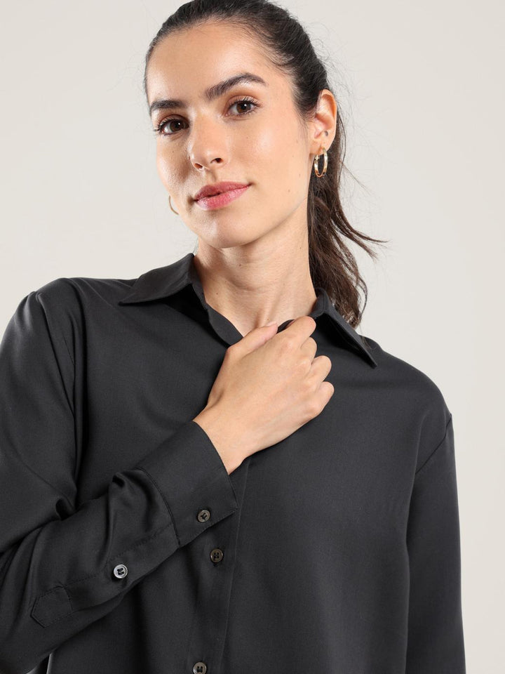 Tencel Button Up - Black - Button Down Shirt
