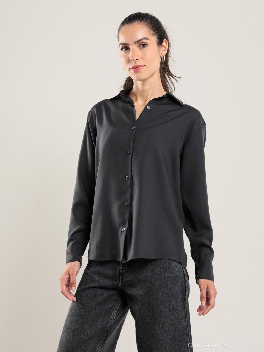 Tencel Button Up - Black - Button Down Shirt