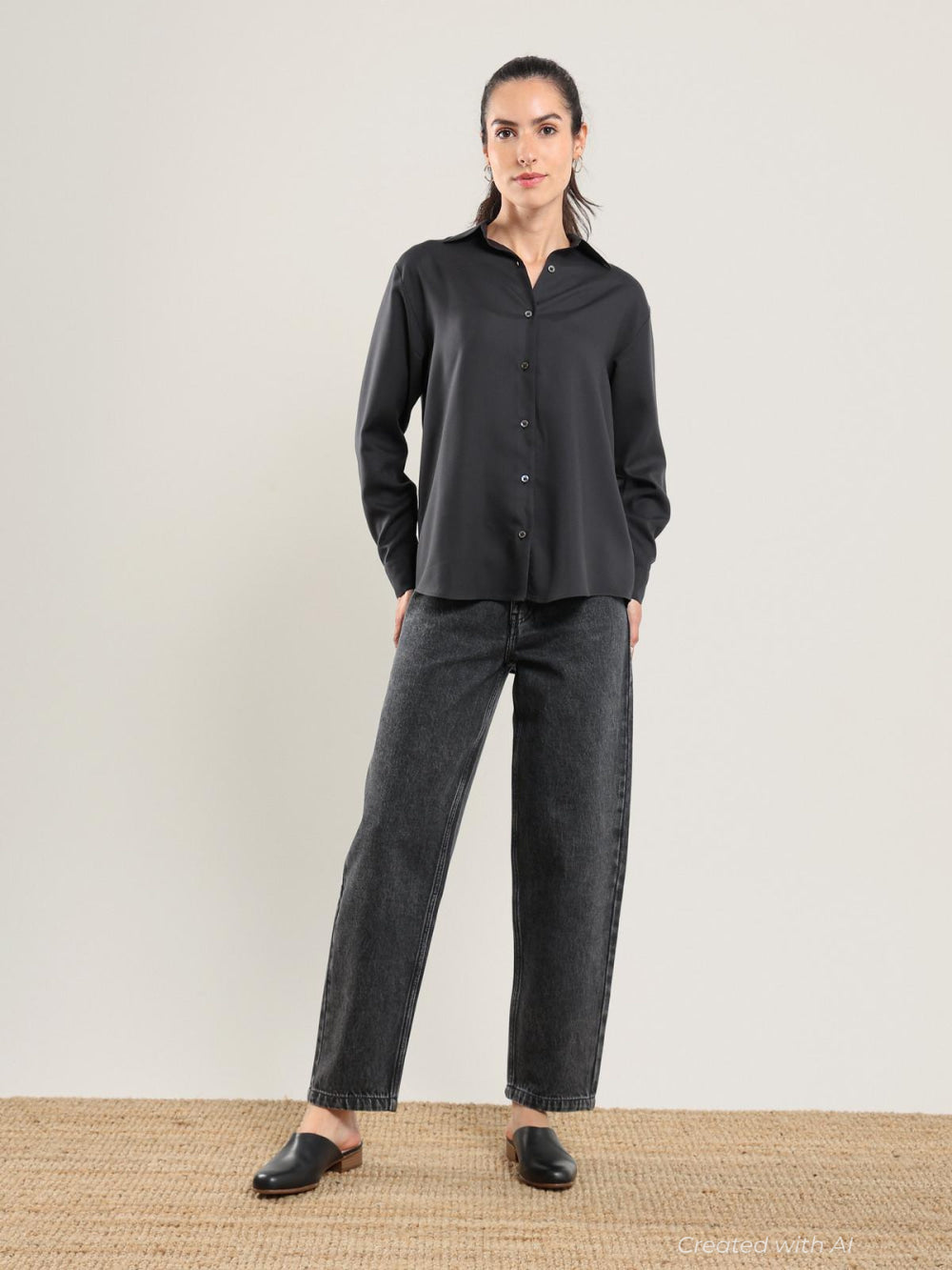 Tencel Button Up - Black - Button Down Shirt