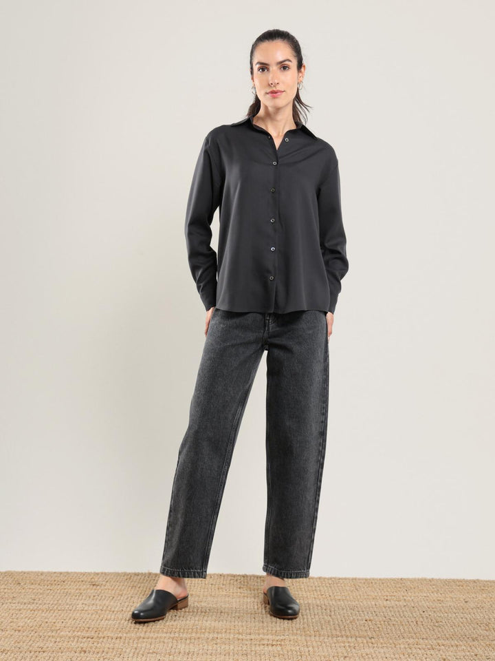 Tencel Button Up - Black - Button Down Shirt