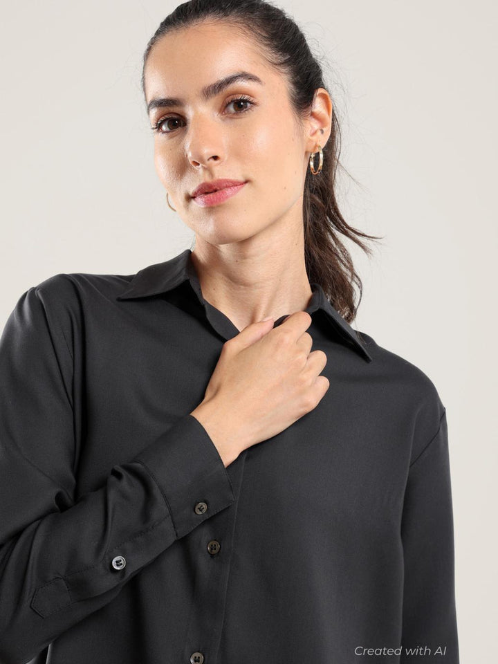 Tencel Button Up - Black - Button Down Shirt