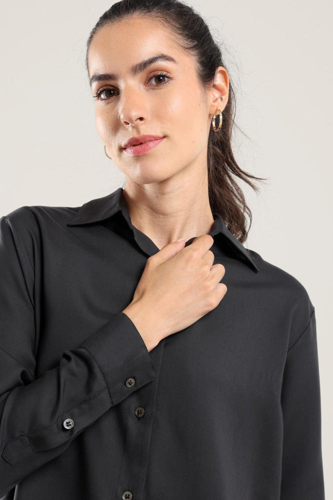 Tencel Button Up - Black - Button Down Shirt