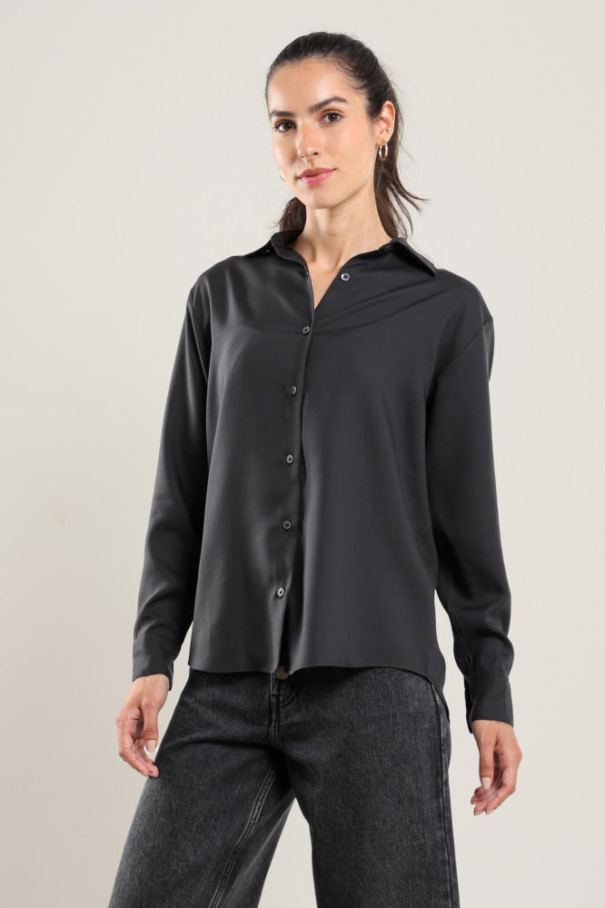 Tencel Button Up - Black - Button Down Shirt