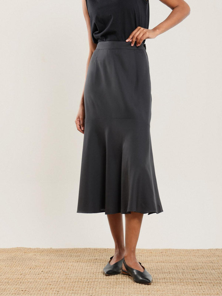 Tencel Flared Skirt - Black - Skirt