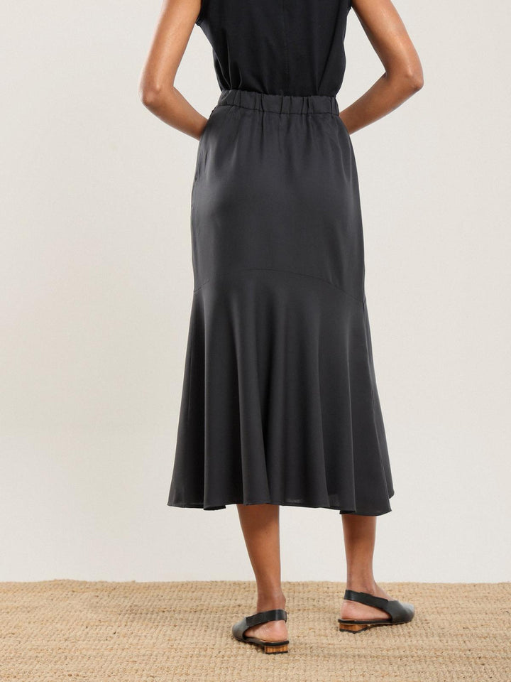 Tencel Flared Skirt - Black - Skirt