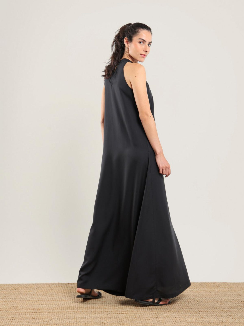 Tencel Halter Dress - Black - Dresses