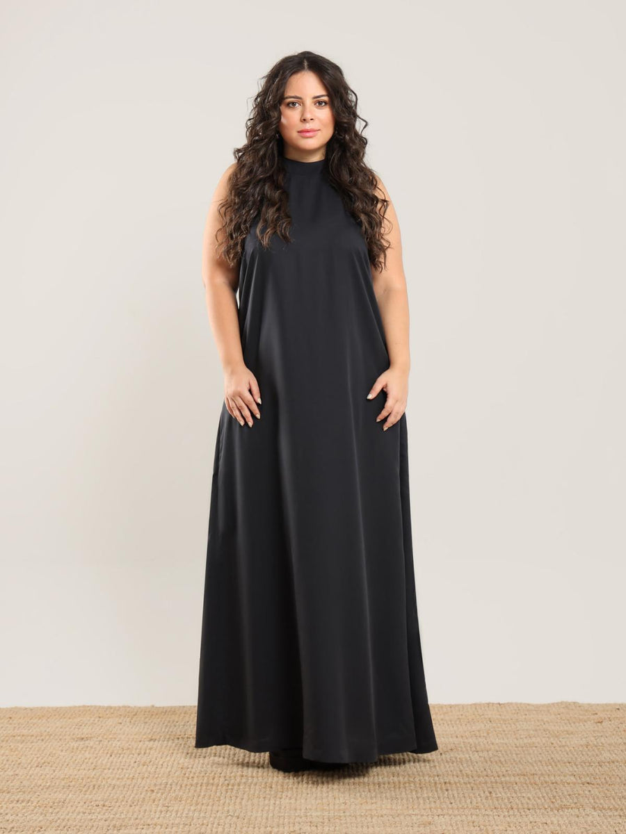 Tencel Halter Dress - Black - Dresses