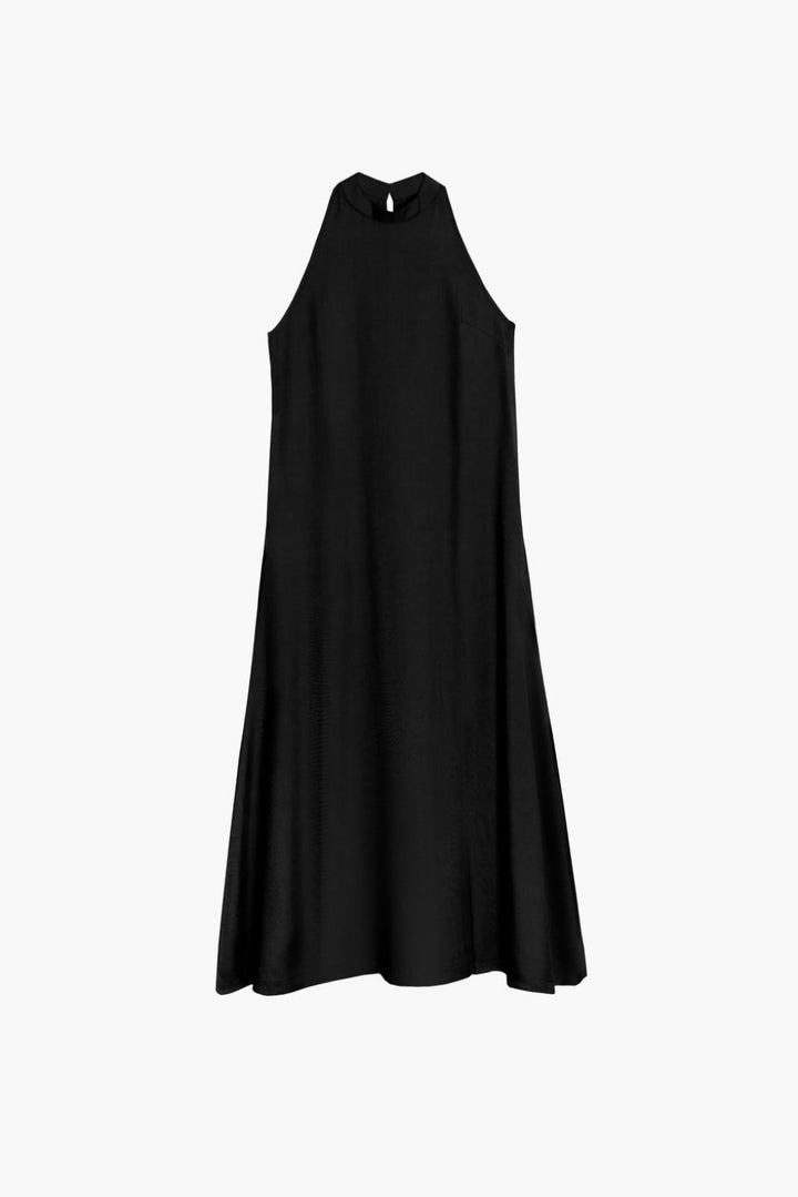 Tencel Halter Dress - Black - Dresses