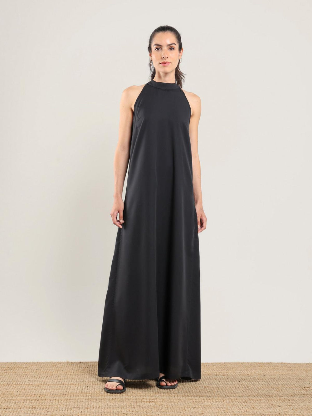 Tencel Halter Dress - Black - Dresses