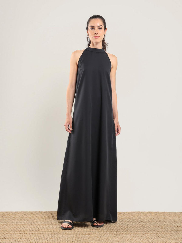Tencel Halter Dress - Black - Dresses