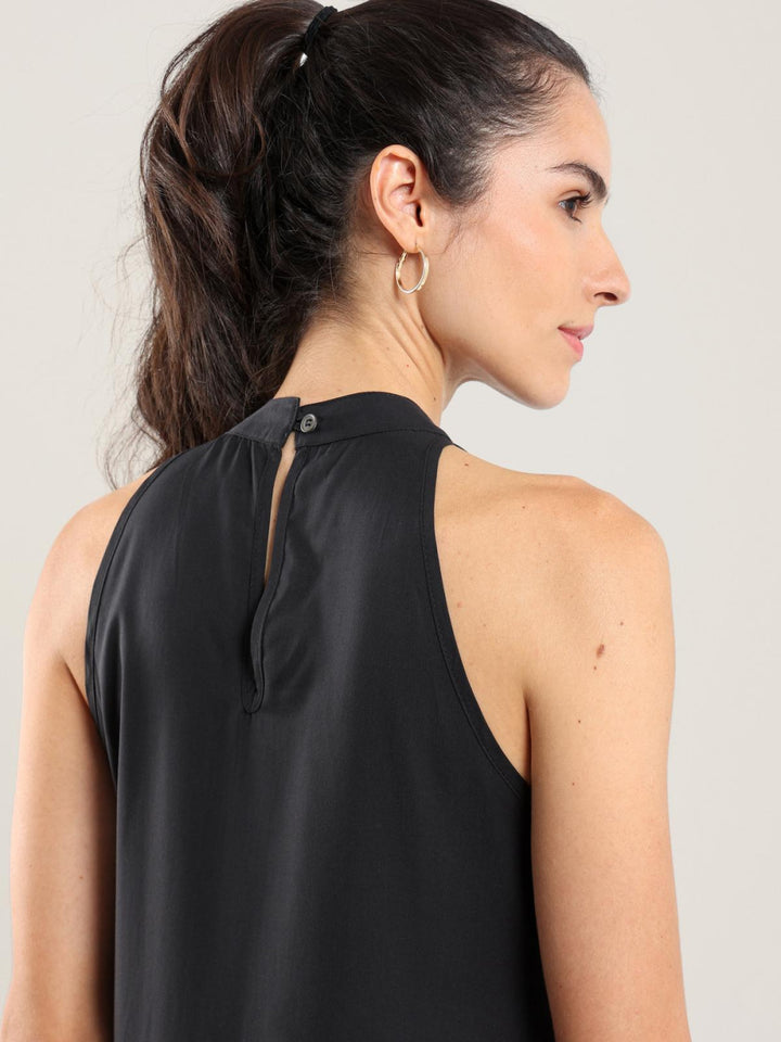 Tencel Halter Dress - Black - Dresses