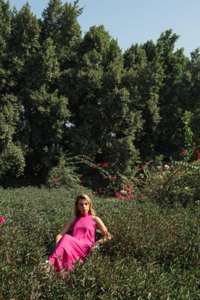Tencel Halter Dress - Bougainvillea - Dresses