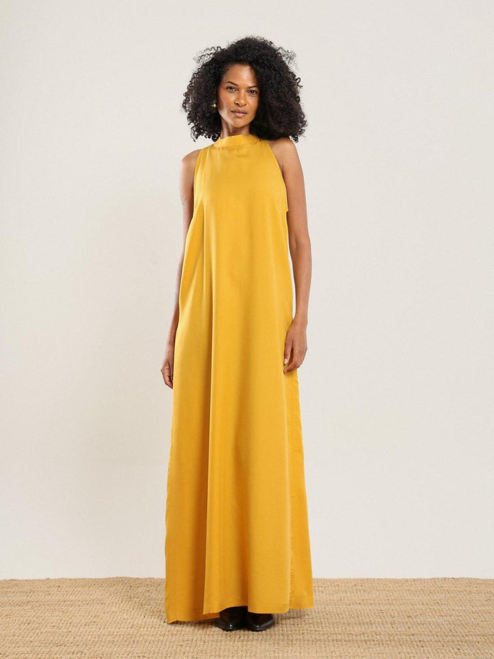 Tencel Halter Dress - Honey - Dresses