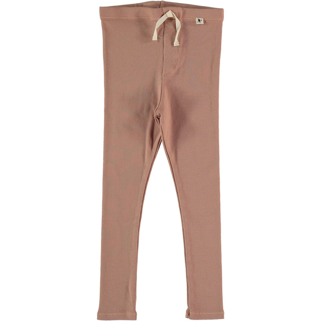 Kids Organic Cotton Ribbed Leggings - Terra Cotta