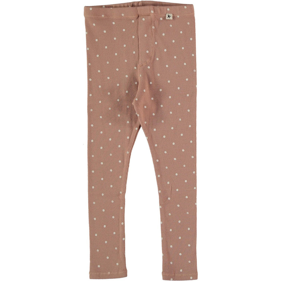 Kids Organic Ribbed Dotted Leggings - Terra Cotta