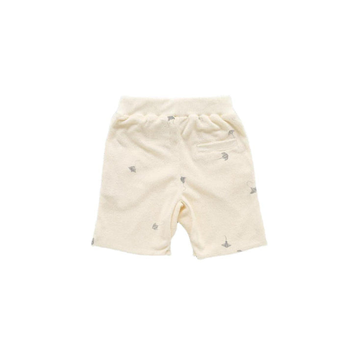 Terry Shorts with Print - Cream - Shorts