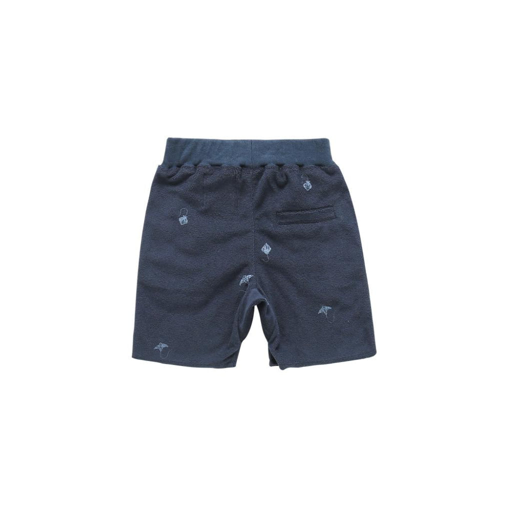 Terry Shorts with Print - Navy - Shorts