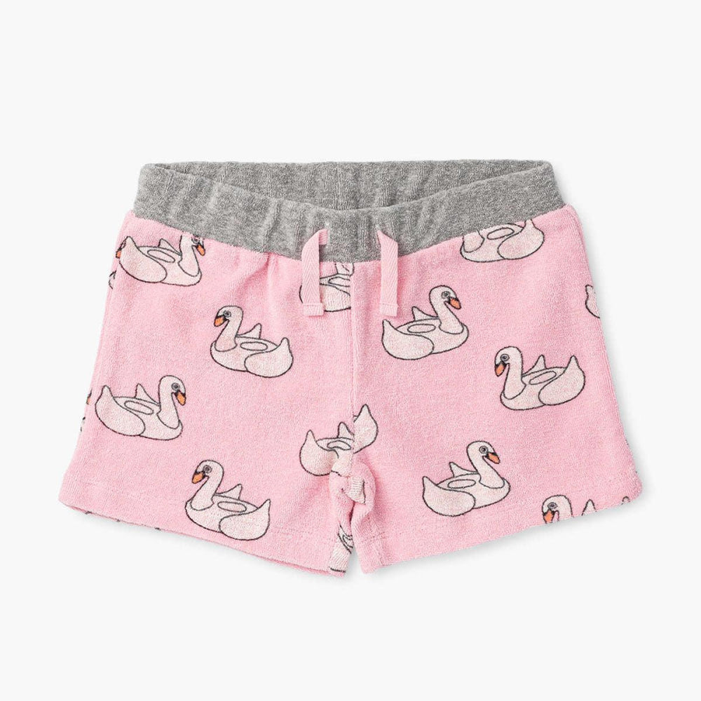 Terry Sweatsuit Shorts - Swan Floatie - 0-6m - Shorts