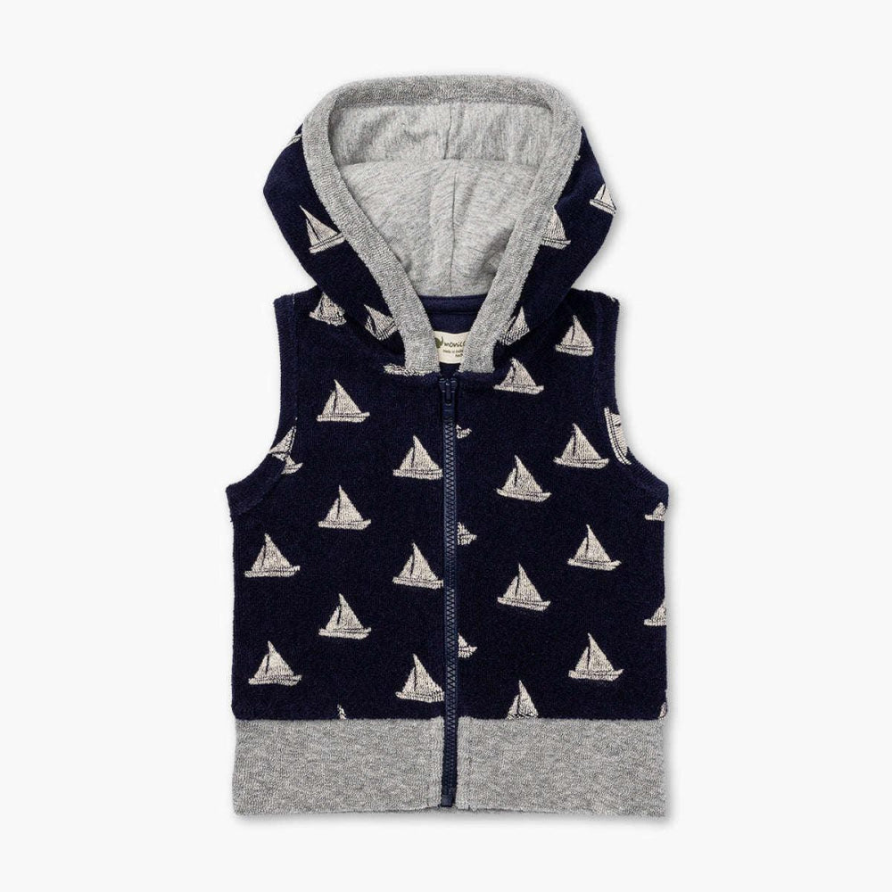 Terry Sweatsuit Top - Come Sail Away on Navy - 0-6m - Hoodie