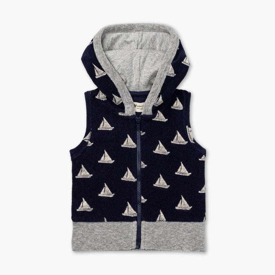 Terry Sweatsuit Top - Come Sail Away on Navy - 0-6m - Hoodie
