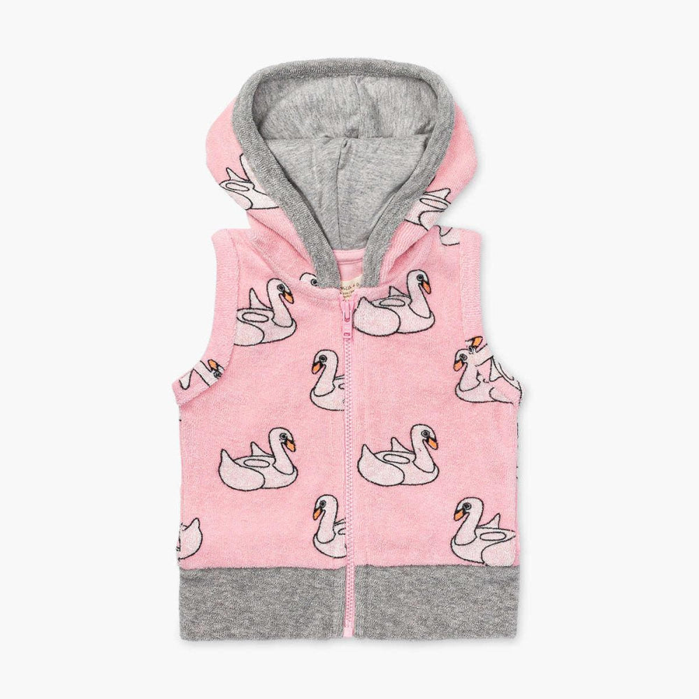 Terry Sweatsuit Top - Swan Floatie - 0-6m - Hoodie