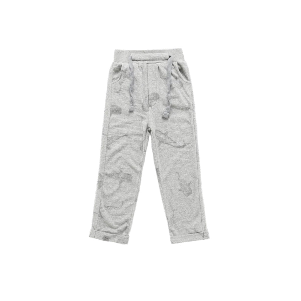 Terry Trousers - Heather Grey with Print - Trouser