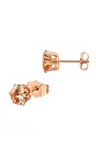 18k Rose Gold Champagne Stud Earrings