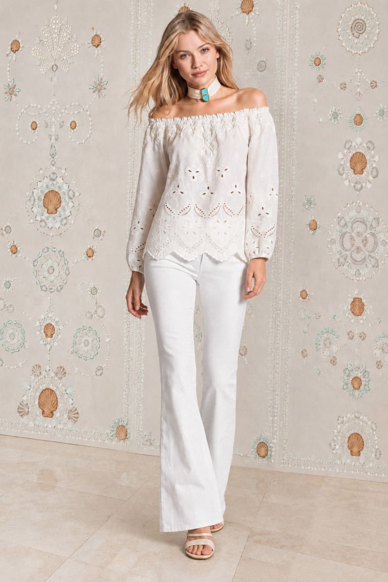 Fleur Top - White Eyelet