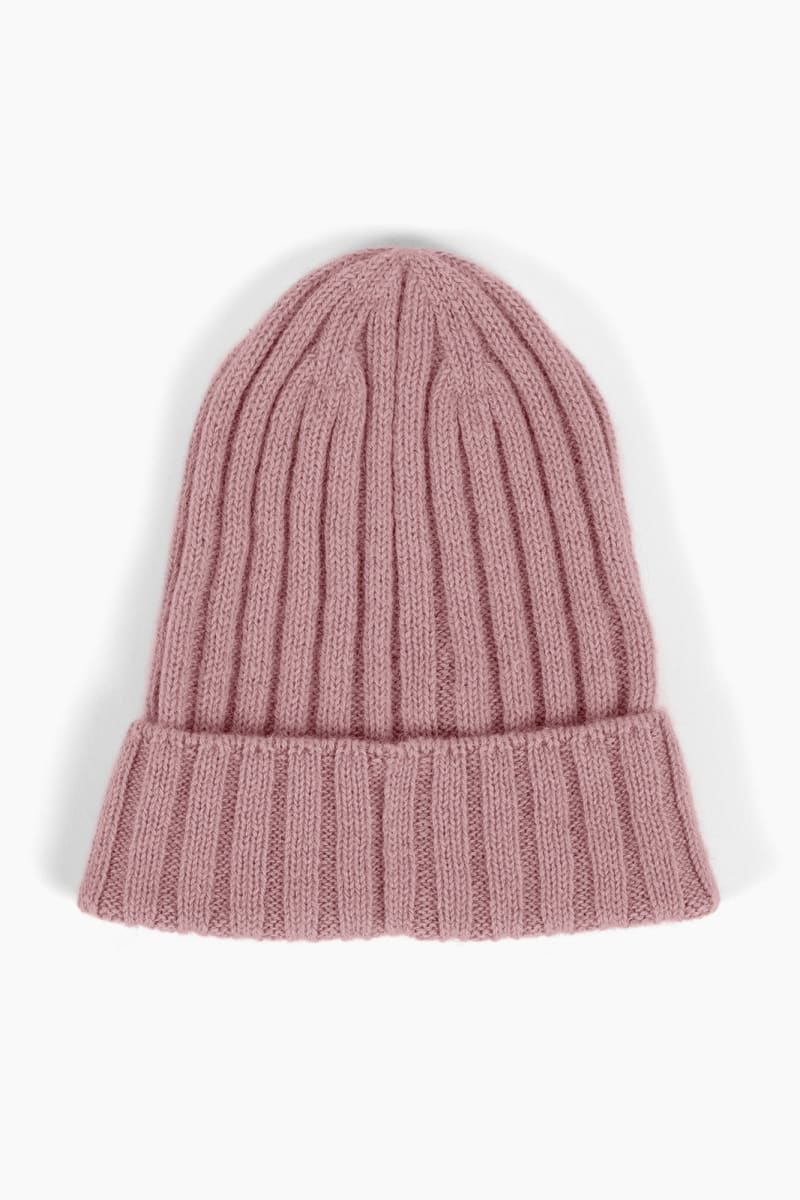 Ribbed Baby Alpaca Beanie - Cameo Pink