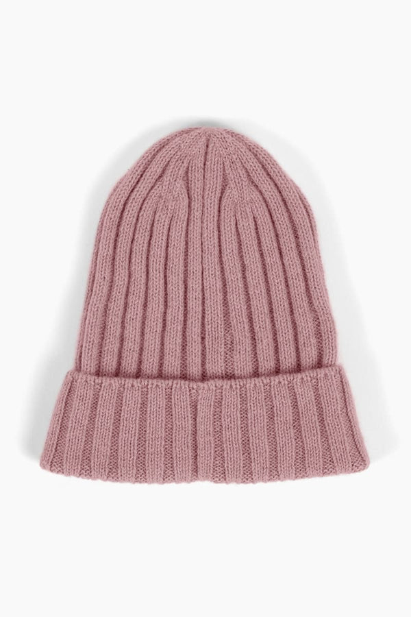Ribbed Baby Alpaca Beanie - Cameo Pink