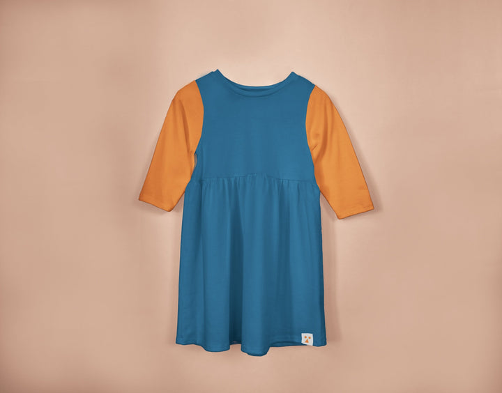 Long Sleeve Modal Two-Tone Dress - Pond