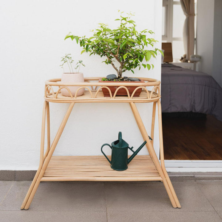 Sage Wicker Plant Stand