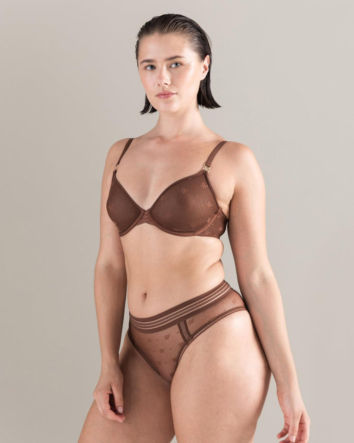 The Demi Bra In Logo Mesh - Espresso - 32D - Bra