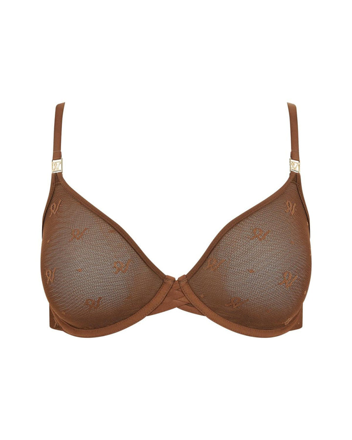 The Demi Bra In Logo Mesh - Espresso - 32D - Bra