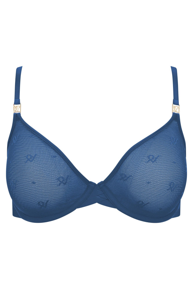 The Demi Bra In Logo Mesh - French Navy - Bra