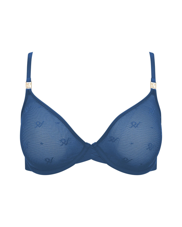 The Demi Bra In Logo Mesh - French Navy - Bra