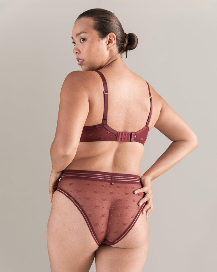 The Demi Bra in Logo Mesh - Merlot - 32D - Bra