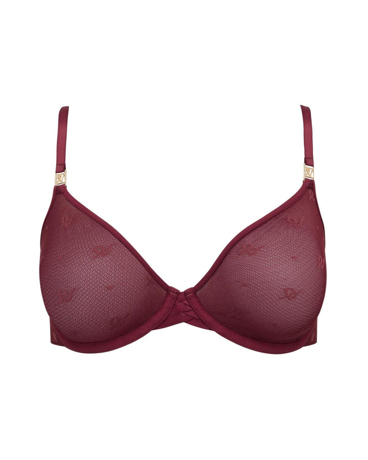 The Demi Bra in Logo Mesh - Merlot - 32D - Bra