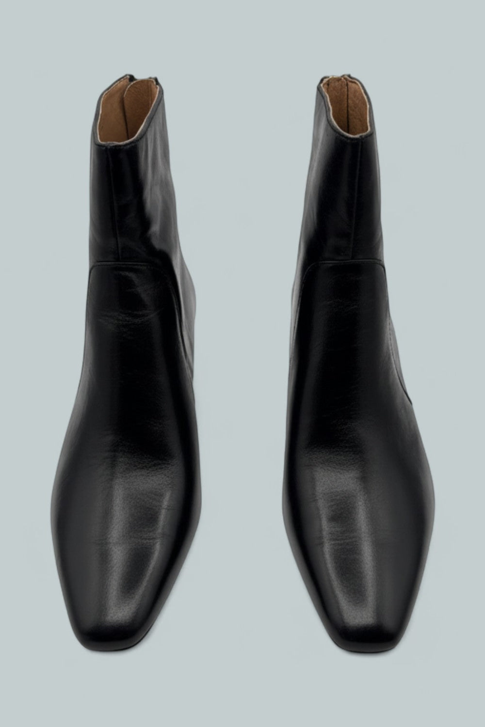 The Dimes Kitten-Heel Crinkle Leather Boots - True Black - 10 M - Boots